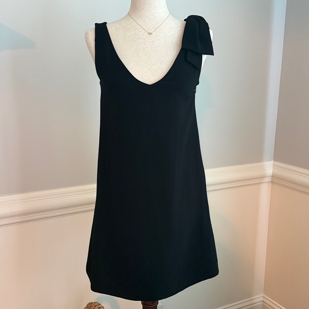 Sezane Bow Shoulder V Neck Dress - Picture 2 of 4